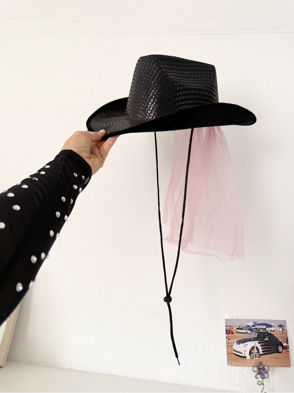✧ sequin cowgirl veil cowboy hat ✧